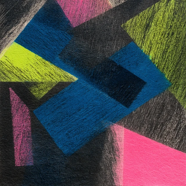 Abstract Geometric Neon Collage Art