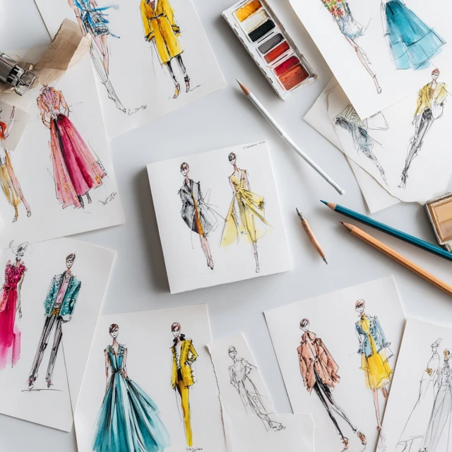 Fashion Designer Workspace Haute Couture Sketches