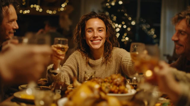 Christmas Dinner Scene Family and Friends Festive Gathering