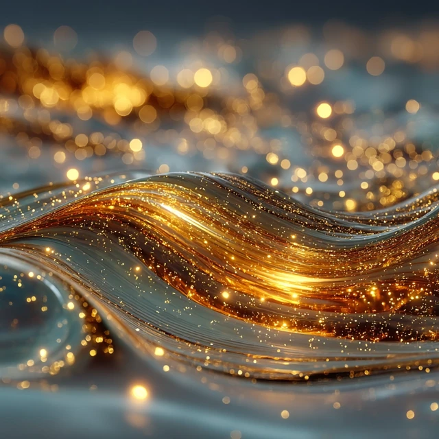 Fantasy Goddess 3D Render with Gold and Silver Waves