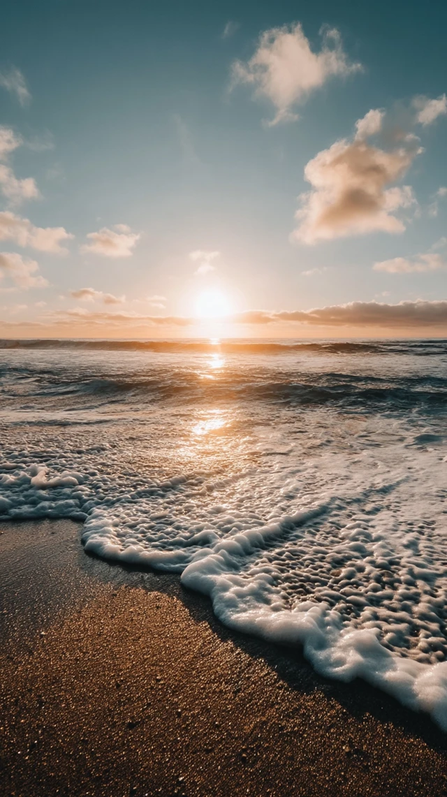Dramatic Sunset Over Pacific Ocean Beach