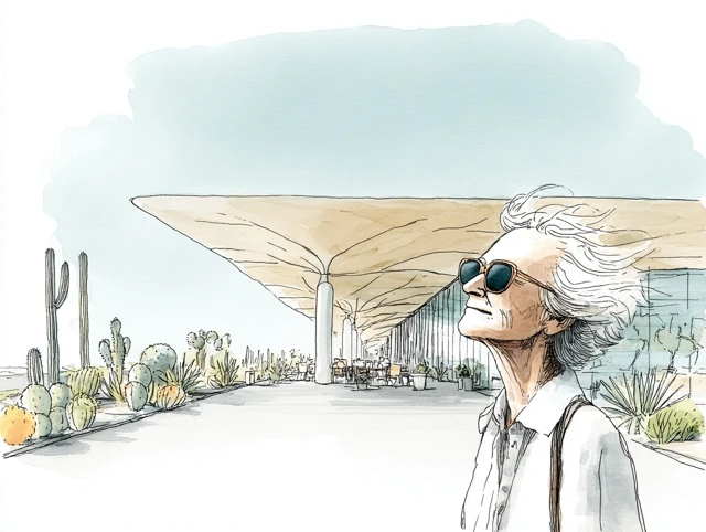 Older Woman at Airport Watercolor Sketch