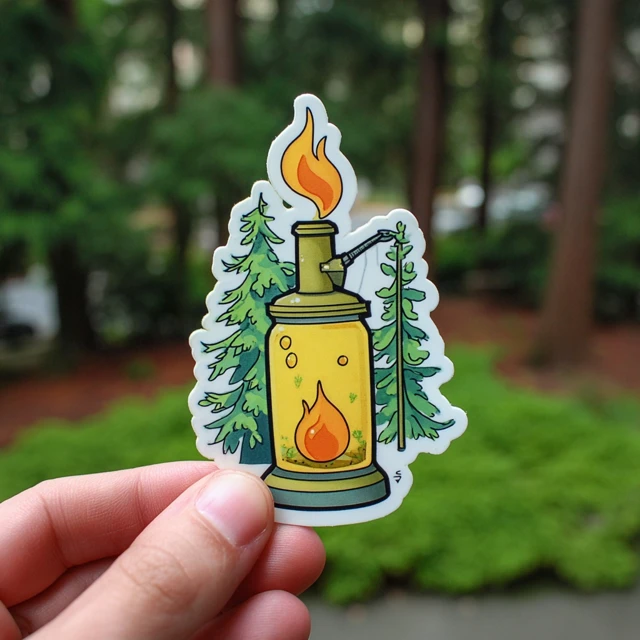 Cartoon Forestry Drip Torch Sticker Fun Forest Fire Prevention