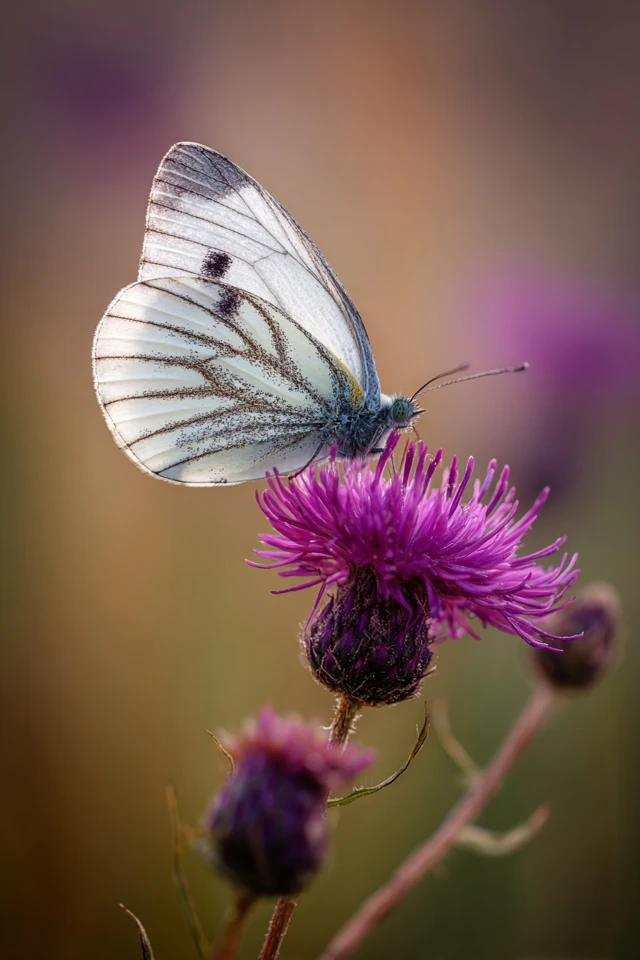 Butterfly on a Purple Thistle Macro Photography