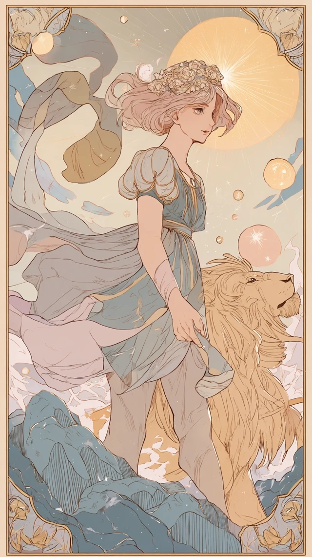 Anime Strength Tarot Card Illustration