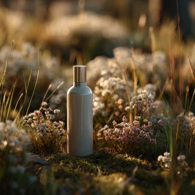 Natural Shampoo Bottle in Meadow Golden Hour