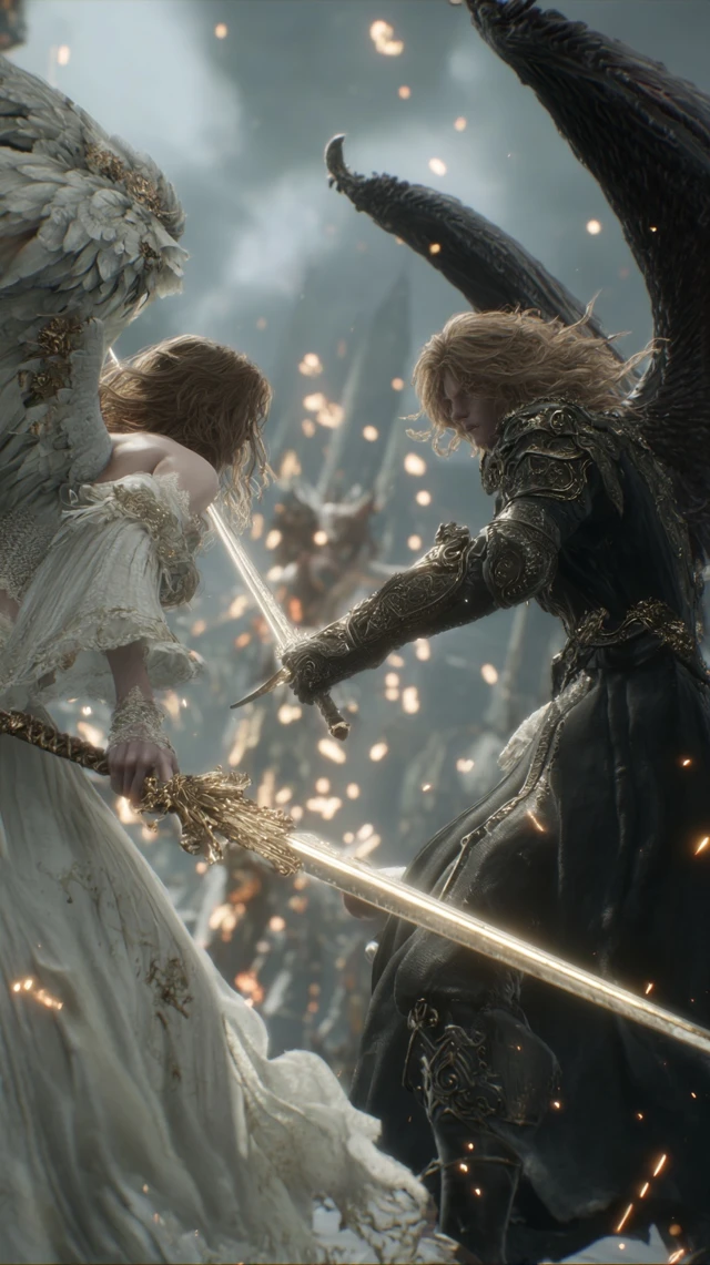 Angel vs Devil Epic Battle Illustration