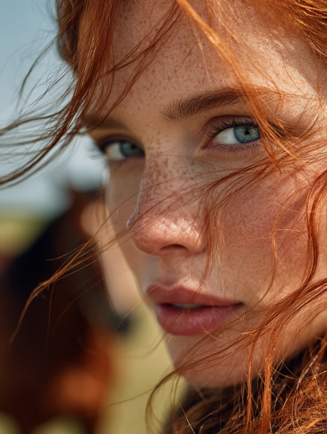 Red Haired Woman Portrait Natural Light