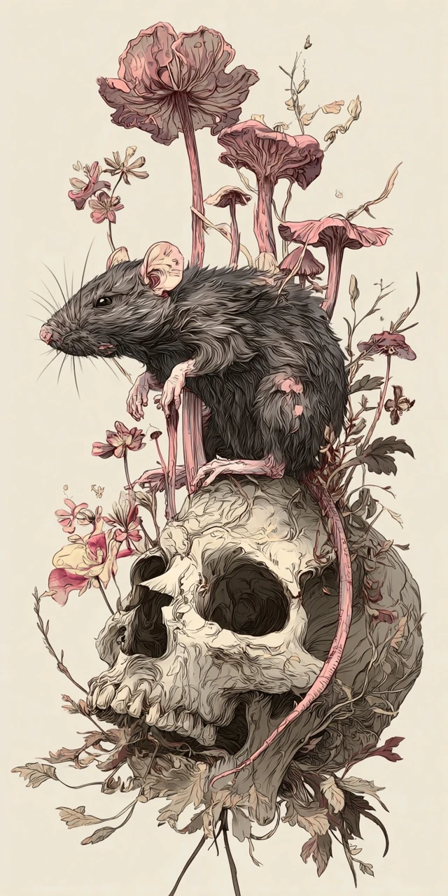 Gnarly Rat Skull Illustration