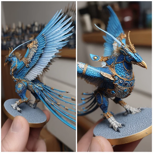 Blue Phoenix Fantasy Miniature Statue
