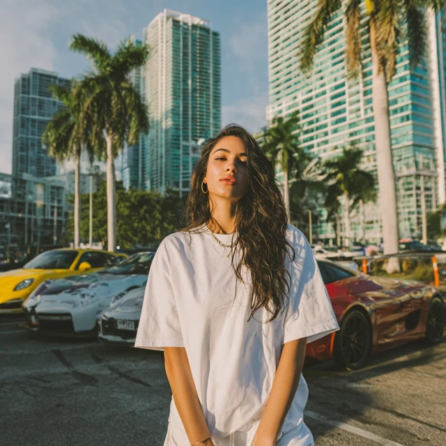 Miami Streetwear Fashion Latina Model Luxury Cars