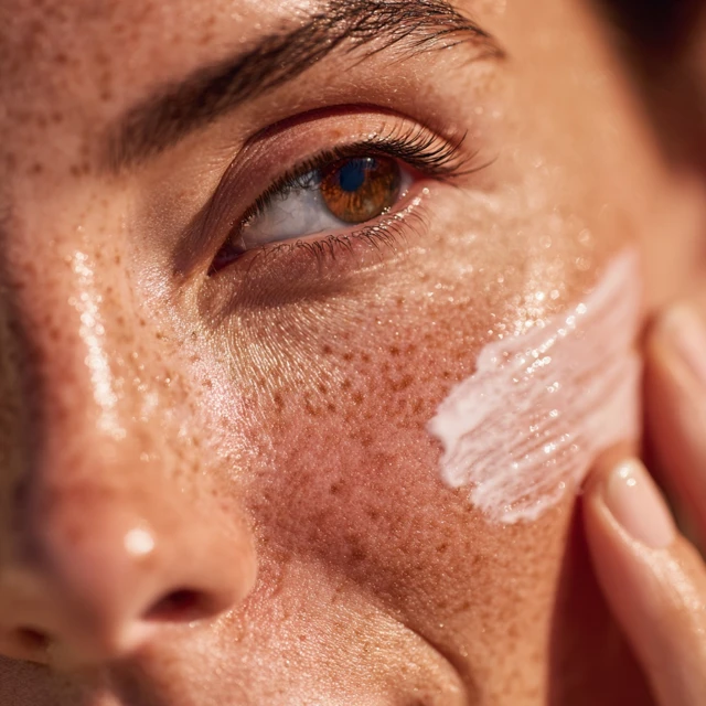 Skincare Routine SPF Cream Application Macro Shot