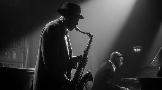 Jazz Performance A Dramatic Black and White Scene