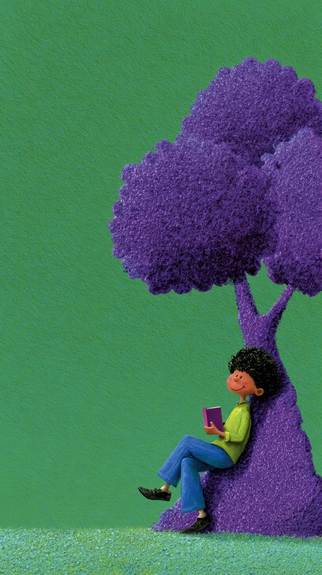 Childrens Book Cover Illustration Purple Tree Figure