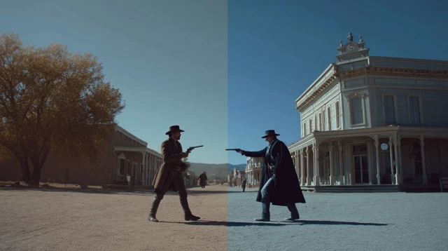 Western Duel Two Gunslingers in Tombstone Arizona
