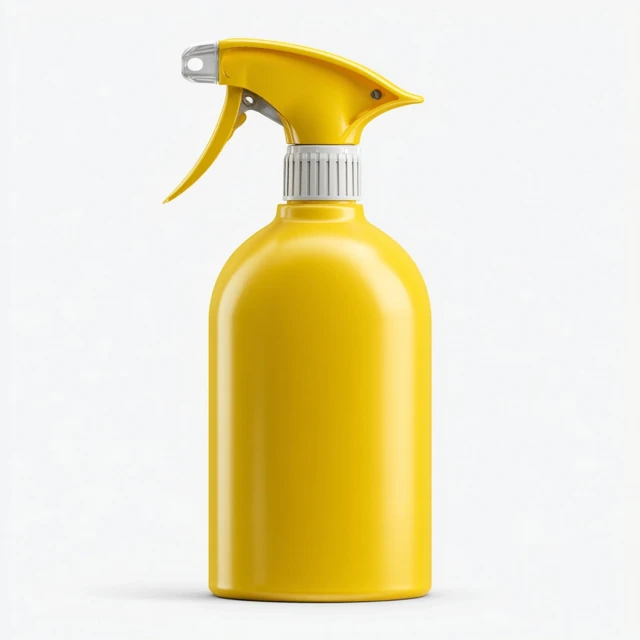 Photorealistic Yellow Spray Bottle Product Photography
