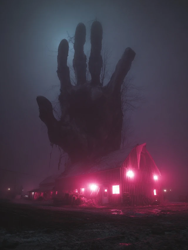 Eerie Barn at Night Horror Photography