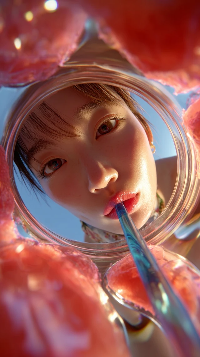 Watermelon Delight Young Woman Drinking
