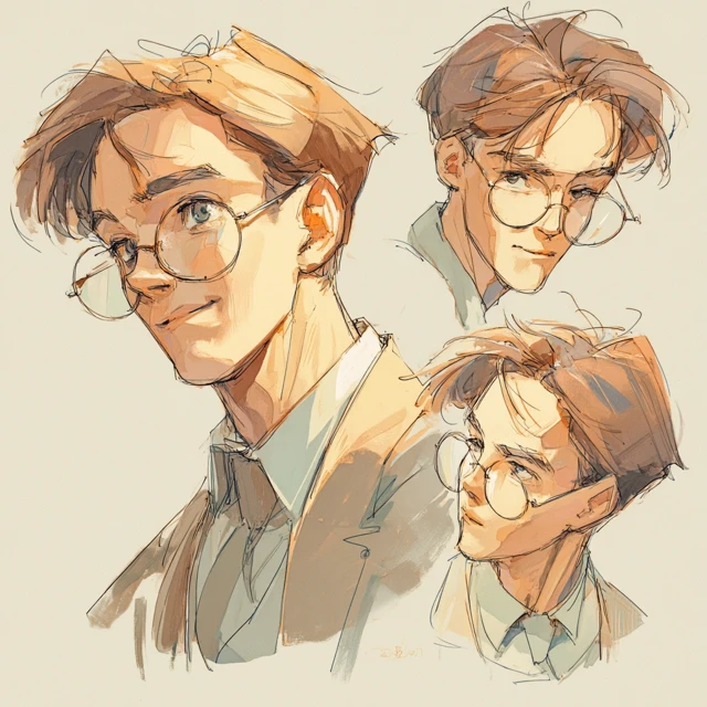 Ghibli Style Middle Aged Man Illustration