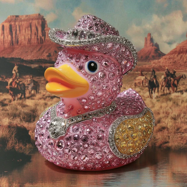 Pink Bling Cowgirl Rubber Duck Wild West Design