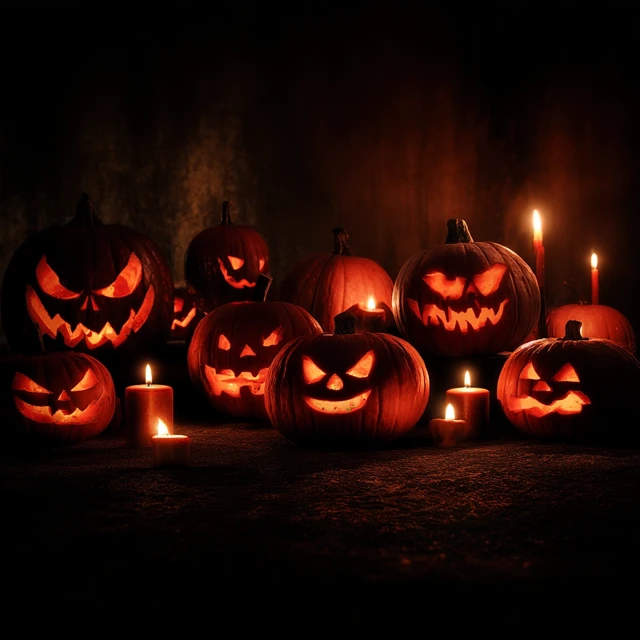 Halloween Pumpkins Carved Scary Faces