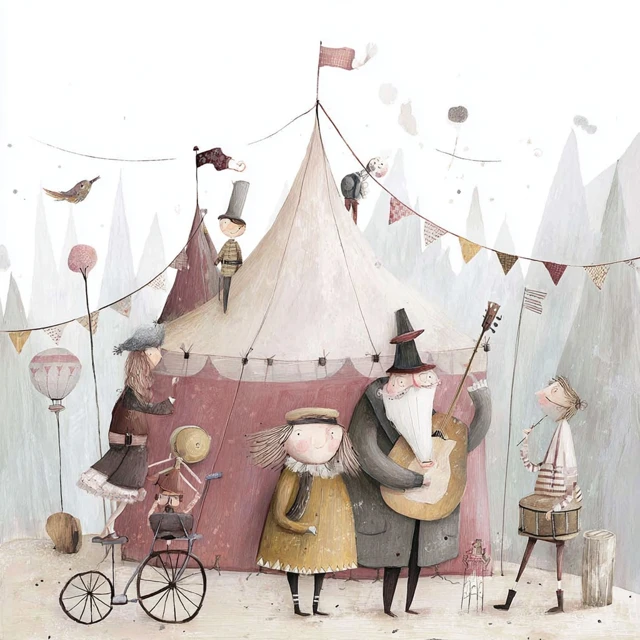 Circus Carnies Illustration Vintage Style