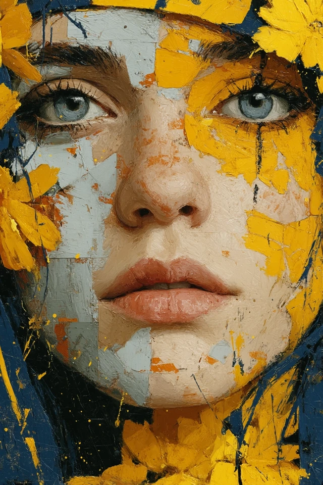 Woman with Flowers: Expressive Art