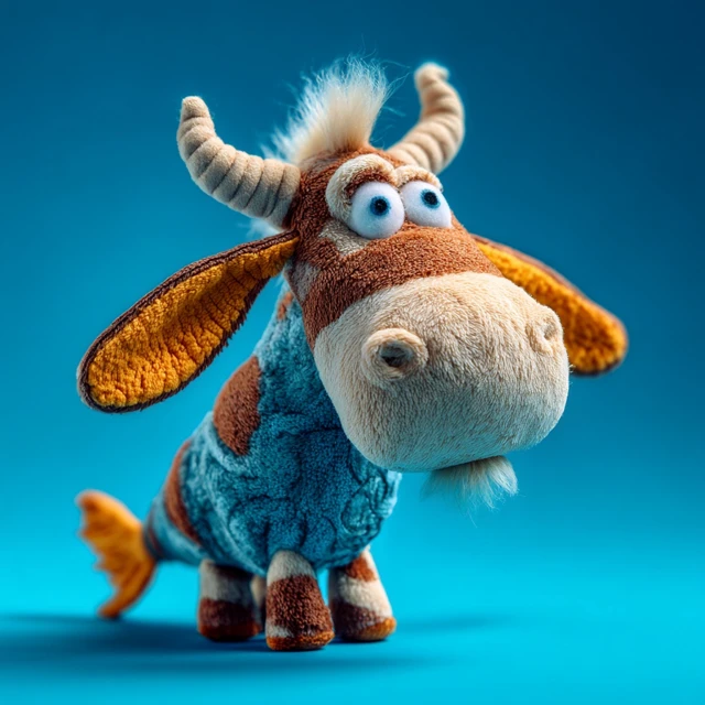 Fantasy Plush Toy Pixar Style with Cow Head Elephant Legs