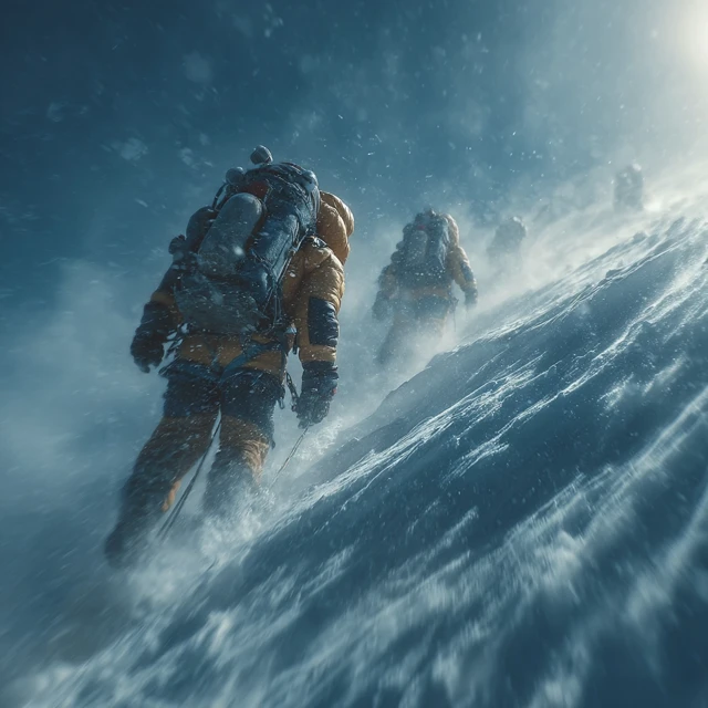 Everest Climbers Ascent with Oxygen