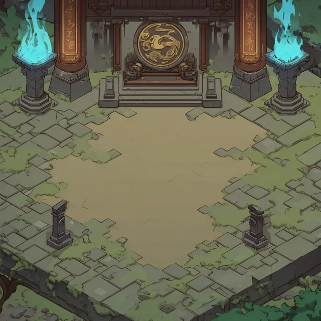 Ancient Plaza Illustration - Isometric Perspective