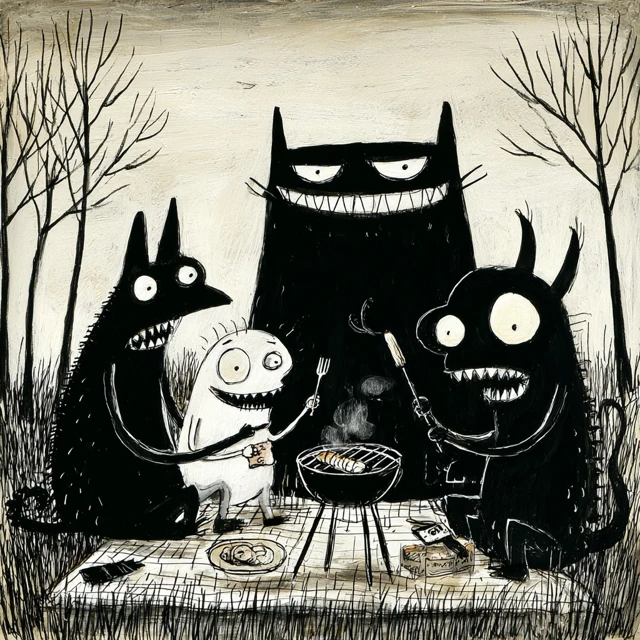 Monsters Having a BBQ Picnic