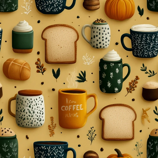 Cozy Coffee and Bread Pattern