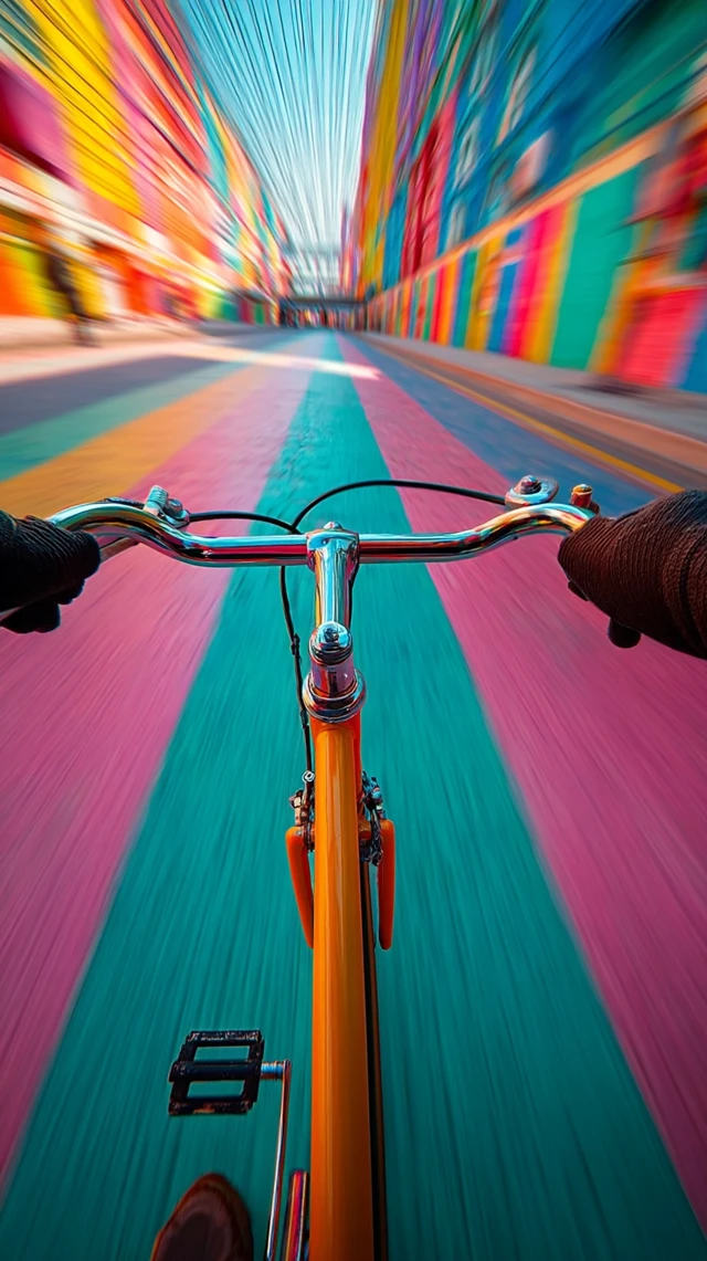 Psychedelic Bike Ride Motion Blur Neon Colors