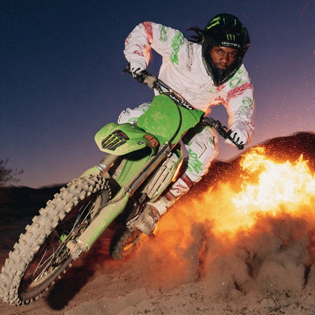 Motocross Rider in Action with Explosive Energy