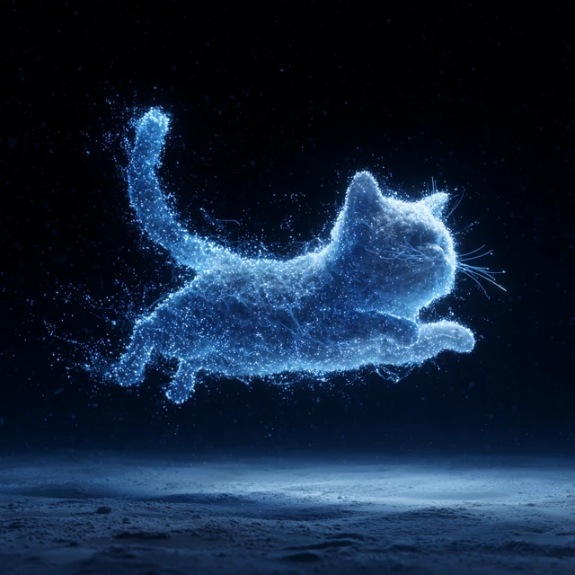 Glowing Cat in Space Minimalist Art