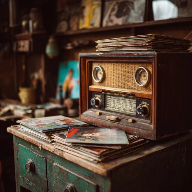Vintage Radio and Vinyl Records