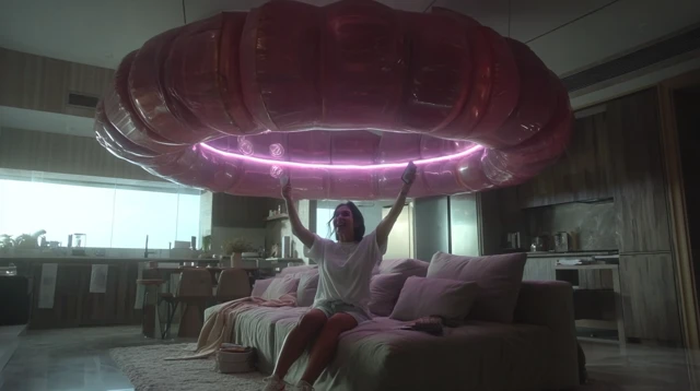 Red Portal in Apartment Cinematic Photography