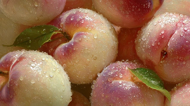 Peach Painting Close Up Pastel Pink Fruit