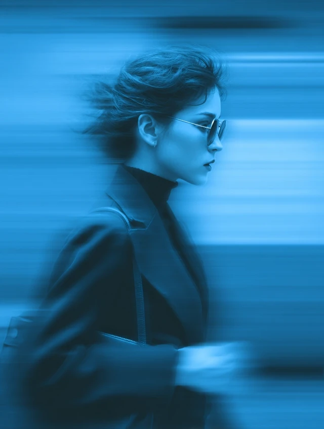 Woman in Blue Motion Conceptual Commercial Image