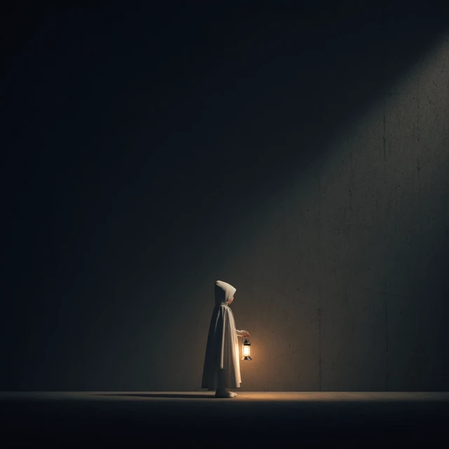 Girl with Lantern Dramatic Lighting Minimalist