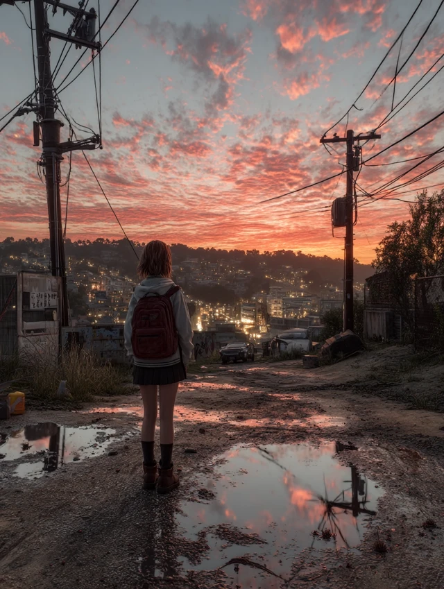 Girl at Sunset Overlook