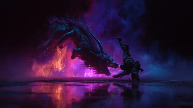 Neon Dragon SciFi Surreal Movie Still