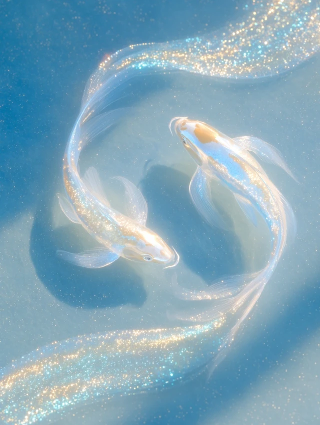 Dreamy Koi Fish Swimming in Glowing Dust