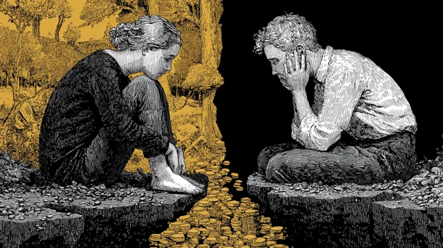 Money Problems Illustration Depicting Two Sides