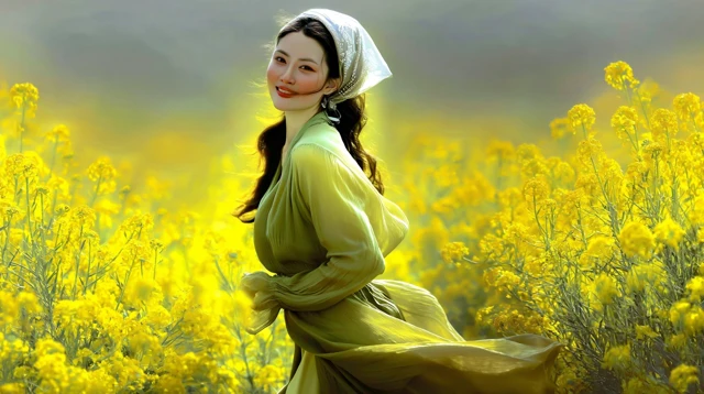 Spring Bloom Woman in Field