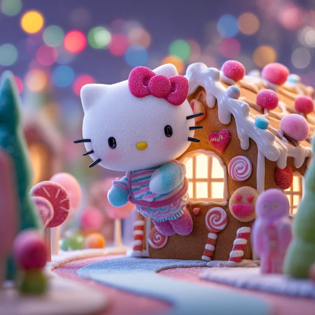 Hello Kitty in a Gingerbread Wonderland