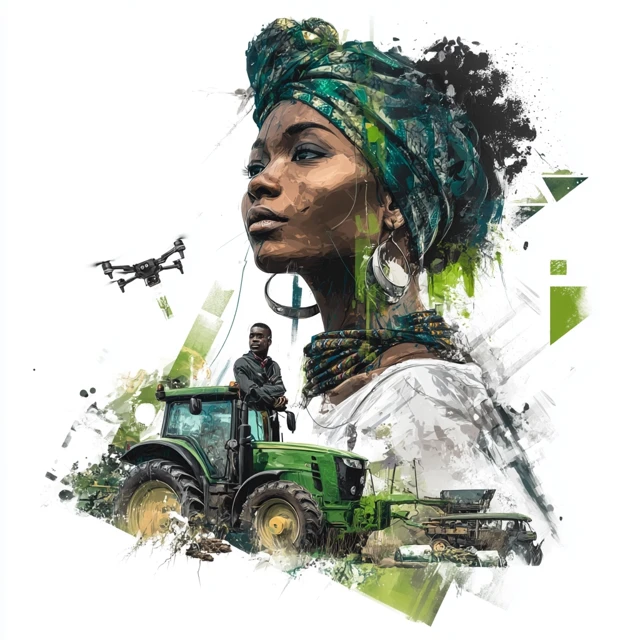 African Farmer Agritech Illustration