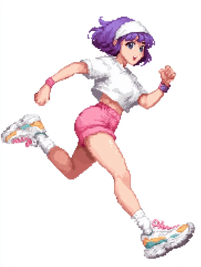 Anime Girl Pixel Art Running Retro Style