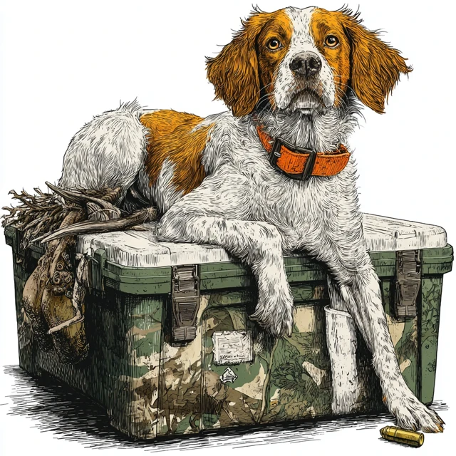 Brittany Spaniel Hunting Illustration Vintage Style
