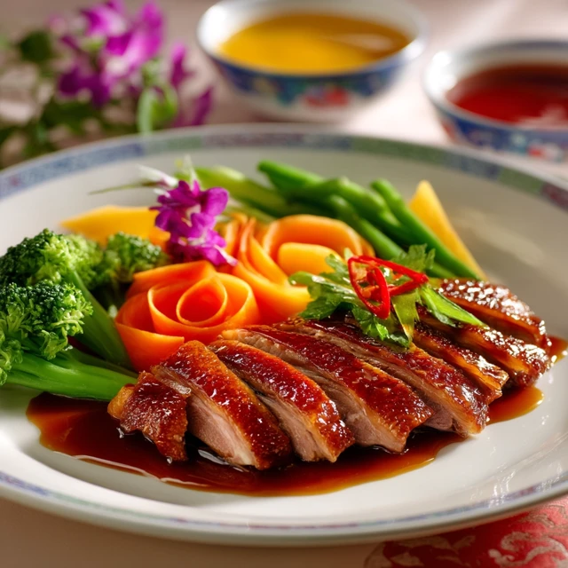 Peking Duck Photography Delicious Food Dish with Vegetables
